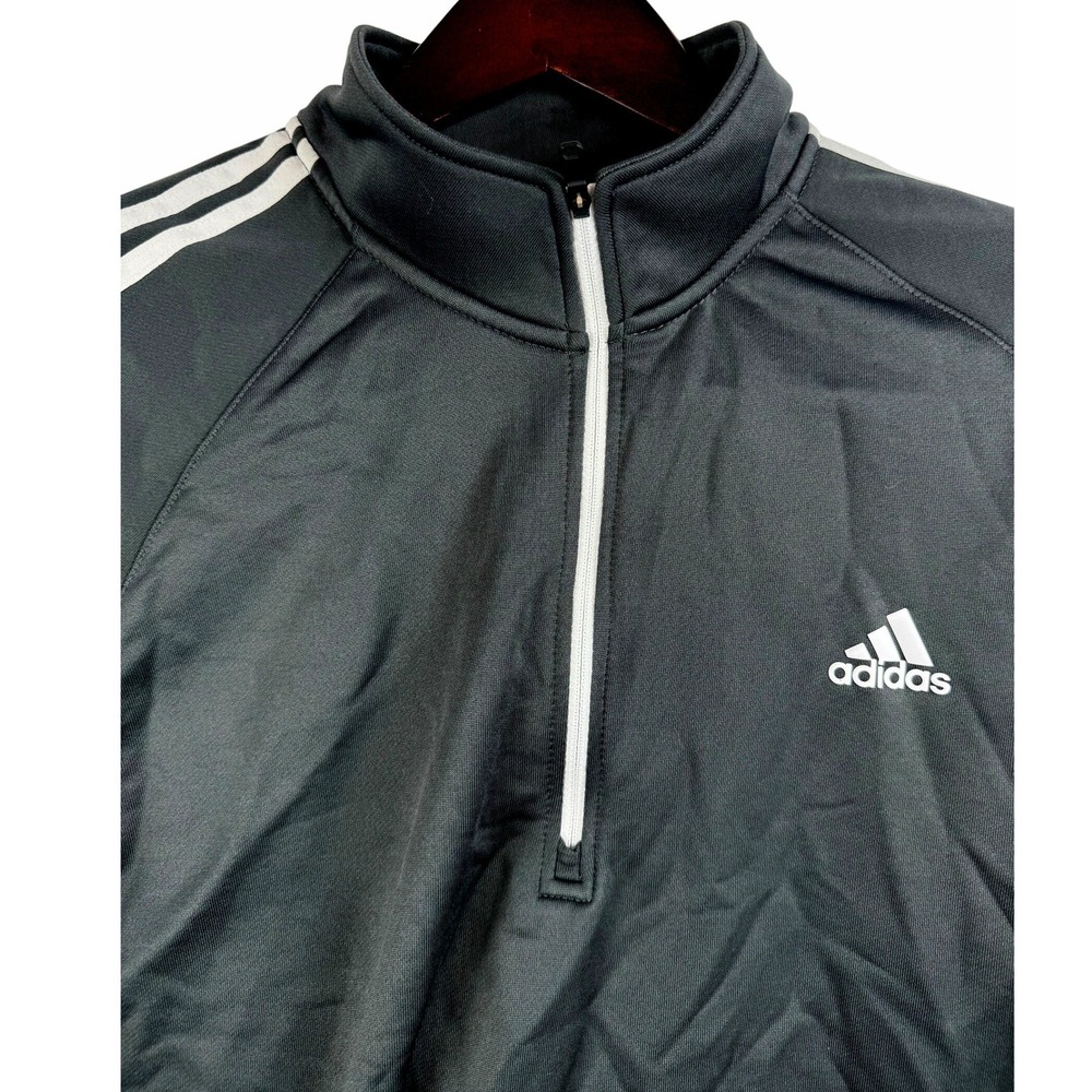 Adidas Golf Mens 1/4 Zip Pullover Long Sleeve Gray Size L Polyester